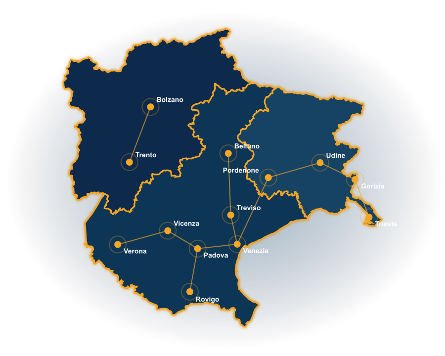 Friuli Venezia Giulia, Veneto e Trentino-Alto Adige